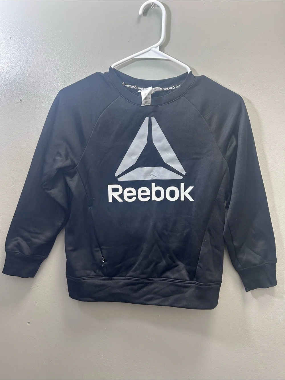 Reebok Men’s Black Crewneck Sweatshirt with White Logo
